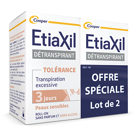 Etiaxil Détranspirant Tolérance Transpiration excessive roll-on lot de 2