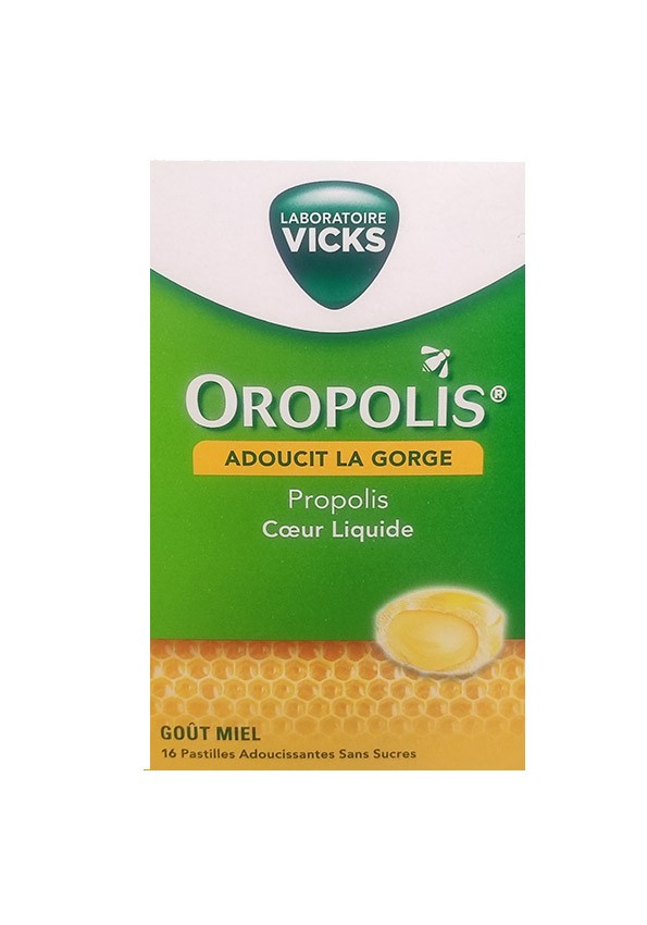 Oropolis Coeur liquide 16 pastilles adoucissante contre le mal de gorge