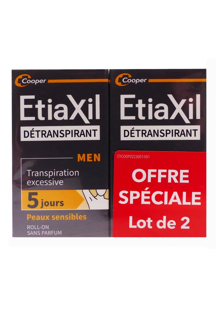 ETIAXIL MEN DETRANSPIRANT ROLL-ON LOT DE 2 X 15 ML 2 etiaxil detranspirant men lot