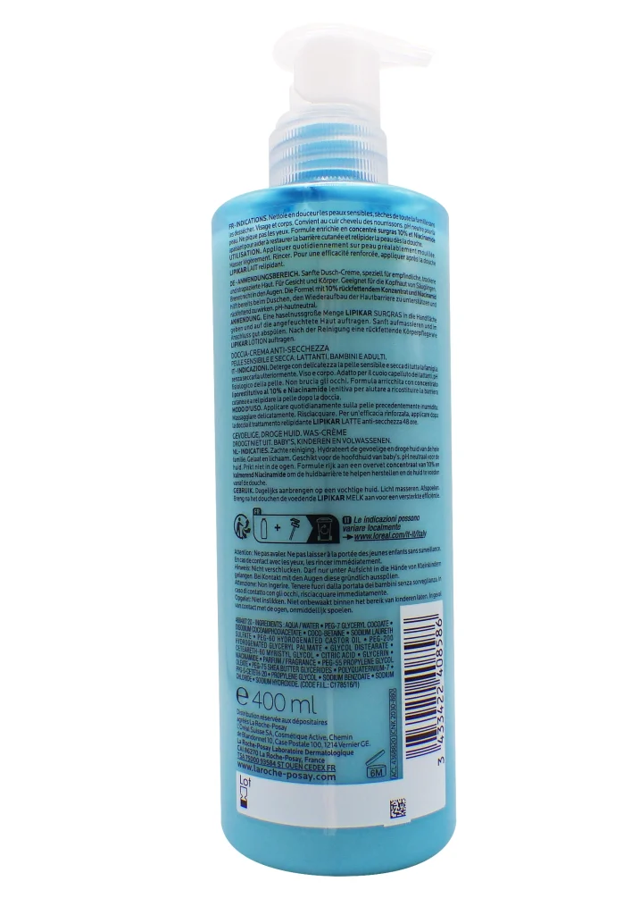 dos creme lavante 400ml la roche posay
