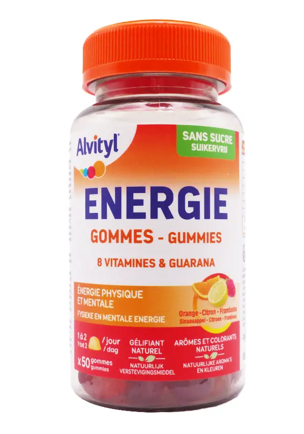 alvityl energie 50 gommes orange citron framboise sans sucre