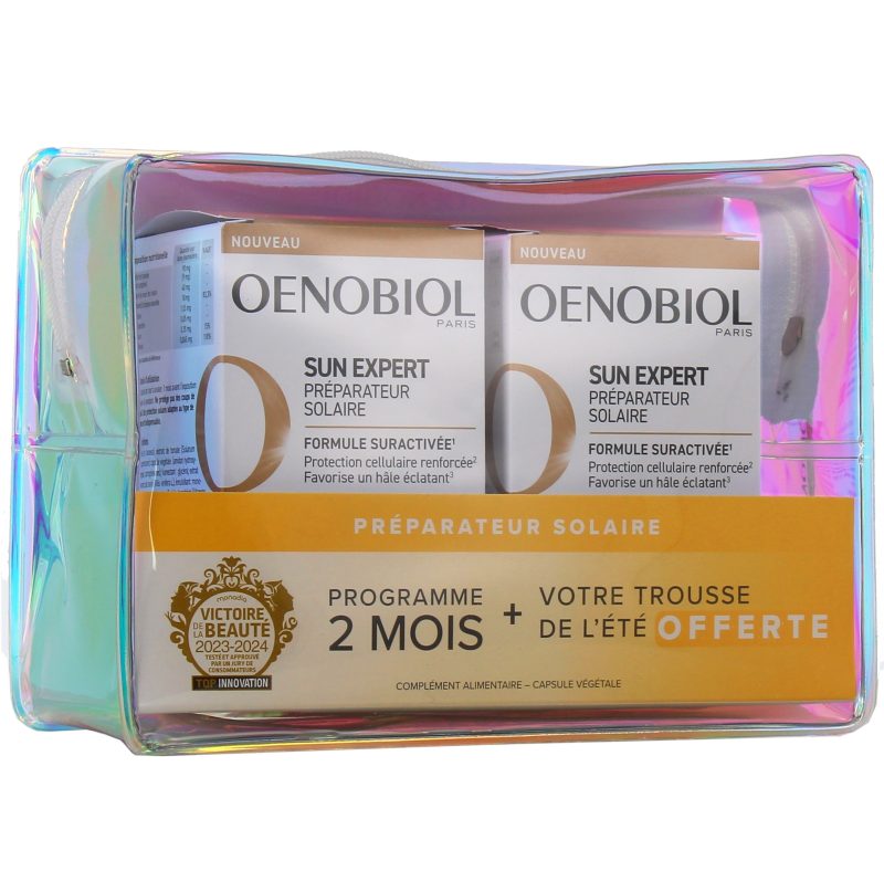 Oenobiol Sun Expert préparateur solaire peau normale 2 x 60 capsules + trousse