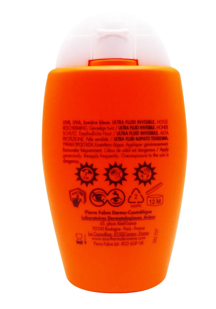 AVENE FLUIDE SOLAIRE INVISIBLE SPF50, 50 ML 4 dos creme solaire avene