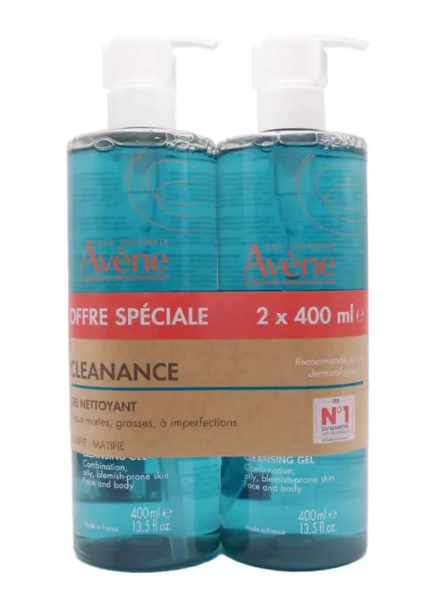 avene gle nettoyant cleanance lot de 2x 400 mL