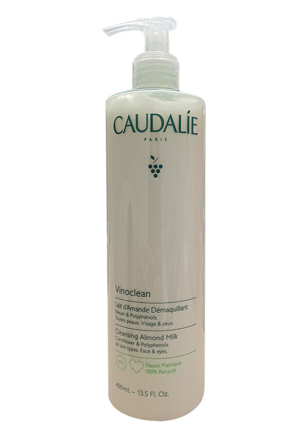 Le lait d'amande démaquillant Vinoclean 400ml de Caudalie élimine efficacement le maquillage tout en hydratant et apaisant la peau. Formulé pour tous types de peau, y compris les plus sensibles.