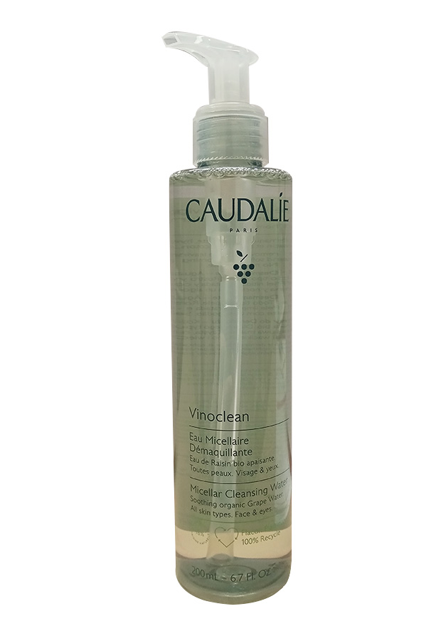 L'eau micellaire démaquillante Vinoclean 200ml de Caudalie nettoie et démaquille en douceur, même le maquillage waterproof. Formulée pour tous types de peau, y compris les plus sensibles.