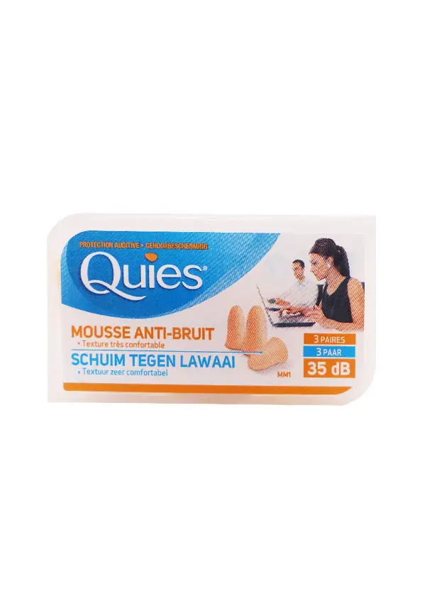 Quies mousse anti bruit 3 paires oranges 35 dB