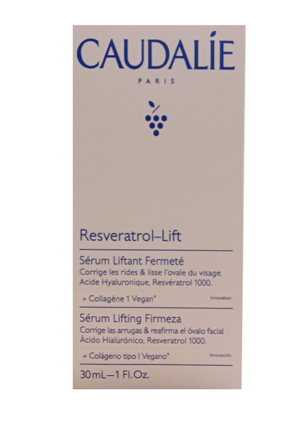 Le Sérum Liftant Fermeté Resveratrol-Lift 30ml de Caudalie, une formule innovante enrichie en resvératrol de vigne, collagène vegan et acide hyaluronique. Ce sérum lisse, raffermit et repulpe la peau pour un visage visiblement plus jeune et éclatant.