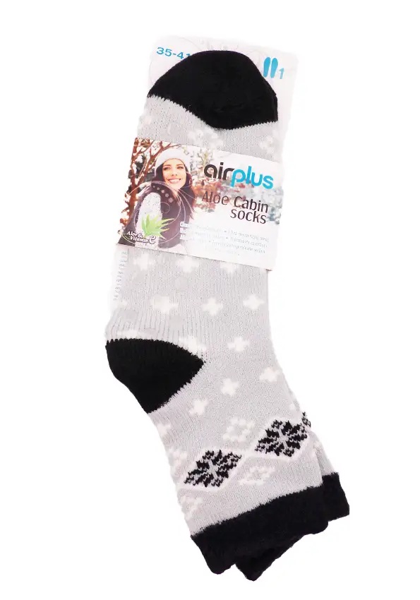 chaussettes airplus 35-41 femme grises croix blanches