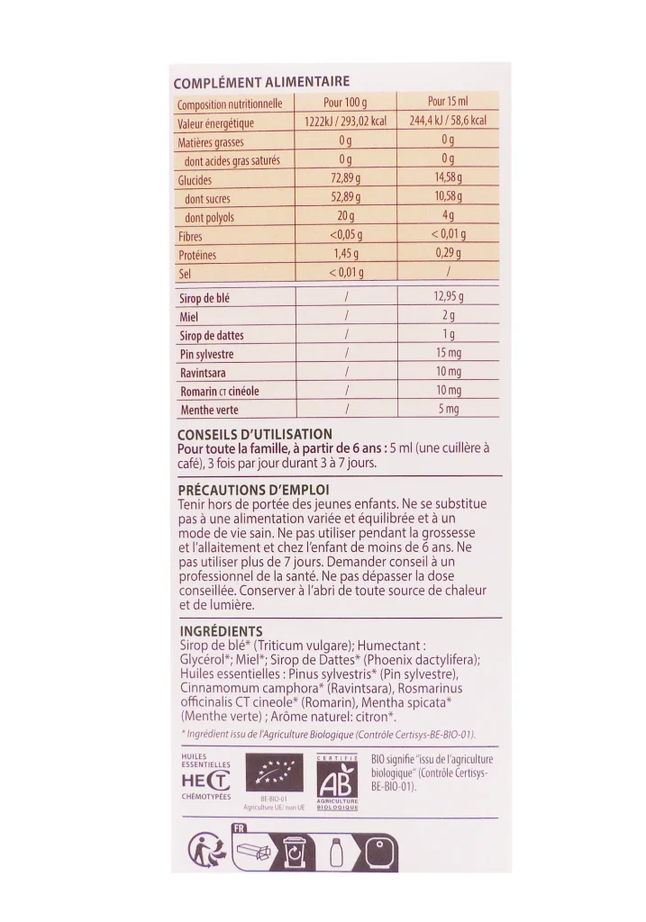 SIROP GORGE MIEL RAVINTSARA BIO AROMAFORCE 150ML PRANAROM 4 dos 68