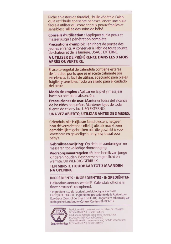 HUILE VEGETALE AU CALENDULA 50ML PRANAROM 5 dos huile vegetale