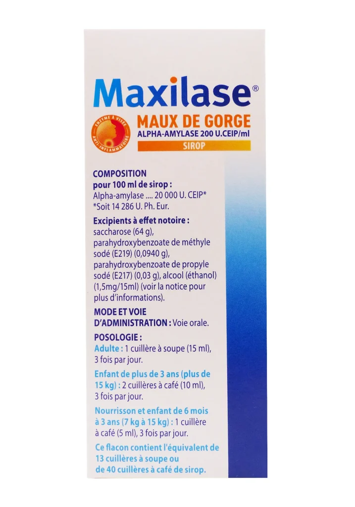MAXILASE SIROP MAUX DE GORGE FLACON 200ML 3 dos maxilase sirop