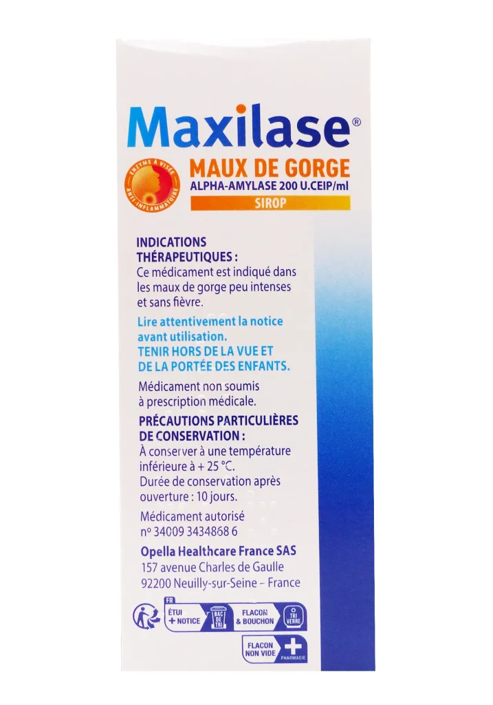 MAXILASE SIROP MAUX DE GORGE FLACON 200ML 4 maxilase maux de gorge