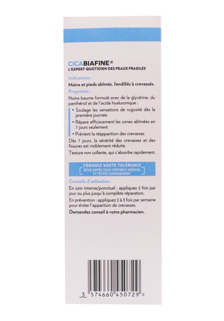 CICABIAFINE BAUME CREVASSES MAINS ET PIEDS 50ML 5 cicabiafine dos