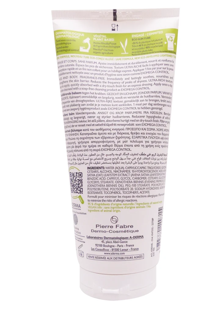 A-DERMA BAUME ANTI-GRATTAGE 200ML 3 dos exomega creme emoliente aderma