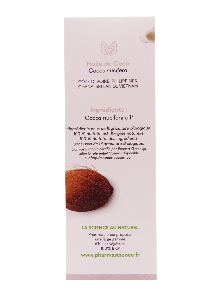 PHARMASC HUILE VEGETALE DE COCO 50ML 5 dos huile de coco