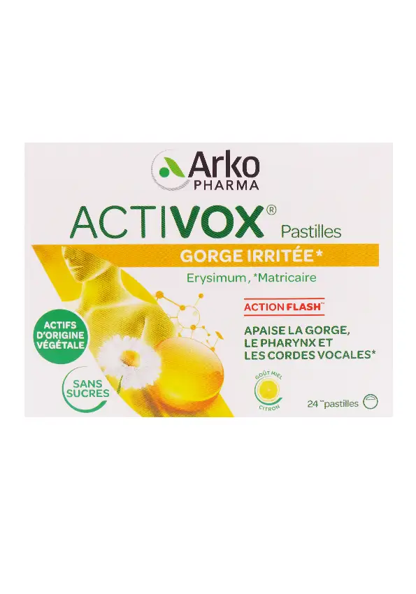 activox 24 pastilles citron gorge irrité sans sucre