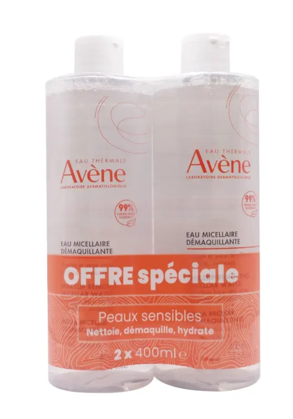 avene eau micellaire démaquillante lot de 2x 400 mL