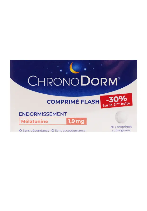 chronodorm lot de 2x30 comprimés sublingueaux mélatonine 1,9mg