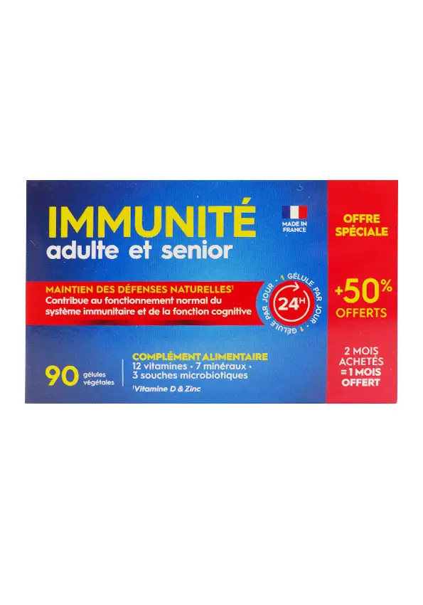 immunité adulte et sénior 90 gélules +50% offert