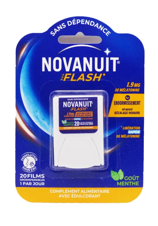 novanuit flash 20 films gout menthe 1,9mg mélatonine