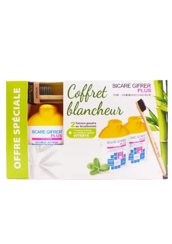 coffret blancheur 2 flacon de bicarbonate et une brosse a dent