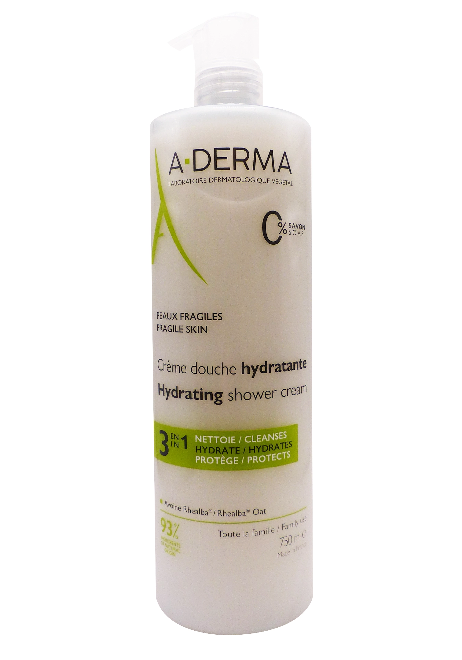 A-DERMA CREME DE DOUCHE HYDRATANTE 3 EN 1, 750ML 1 aderma creme douche hydratante 750 ml