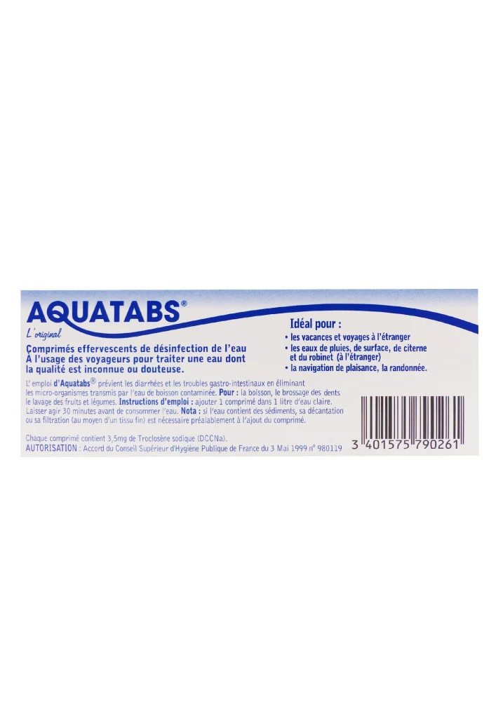 AQUATABS 60 COMPRIMES EFFVESCENTS 3,5MG 3 aquatabs dos