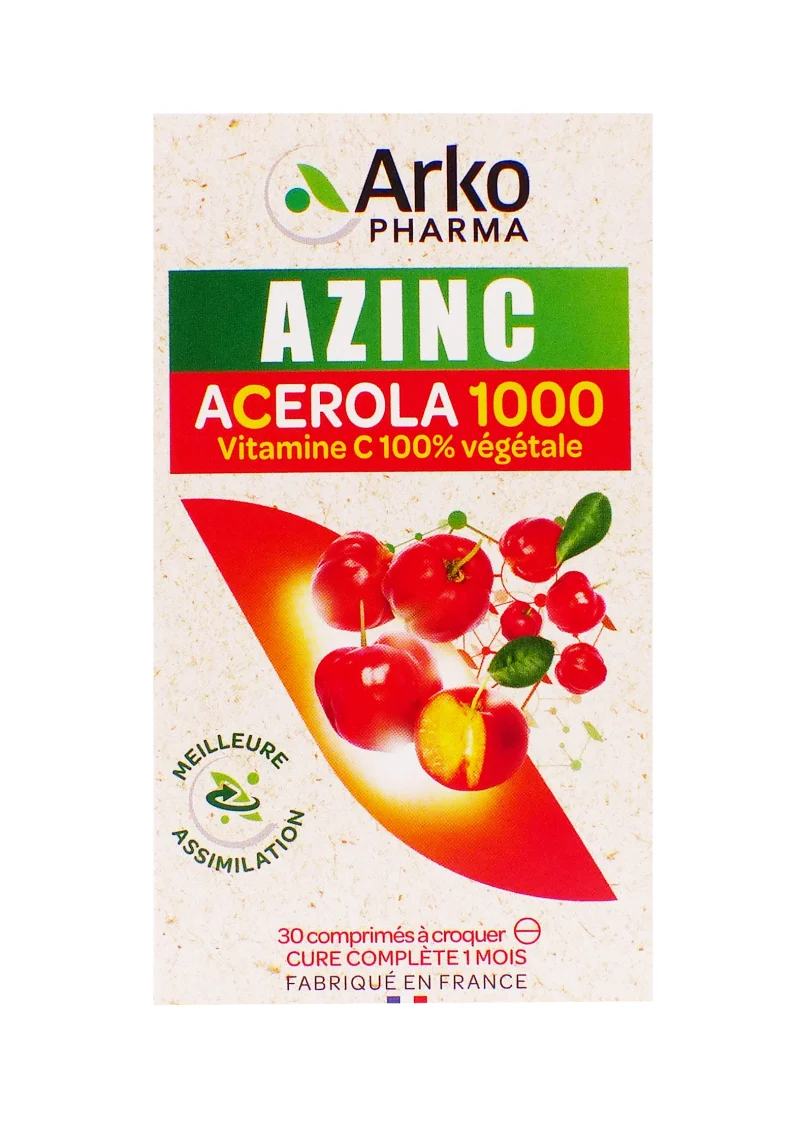 arko pharma azinc acerola 1000 30 comprimés à croquer