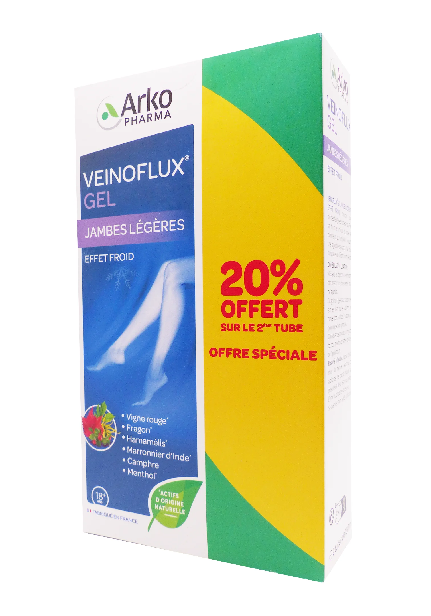 VEINOFLUX GEL EFFET FROID LOT 2X150ML 1 arko veinoflux gel