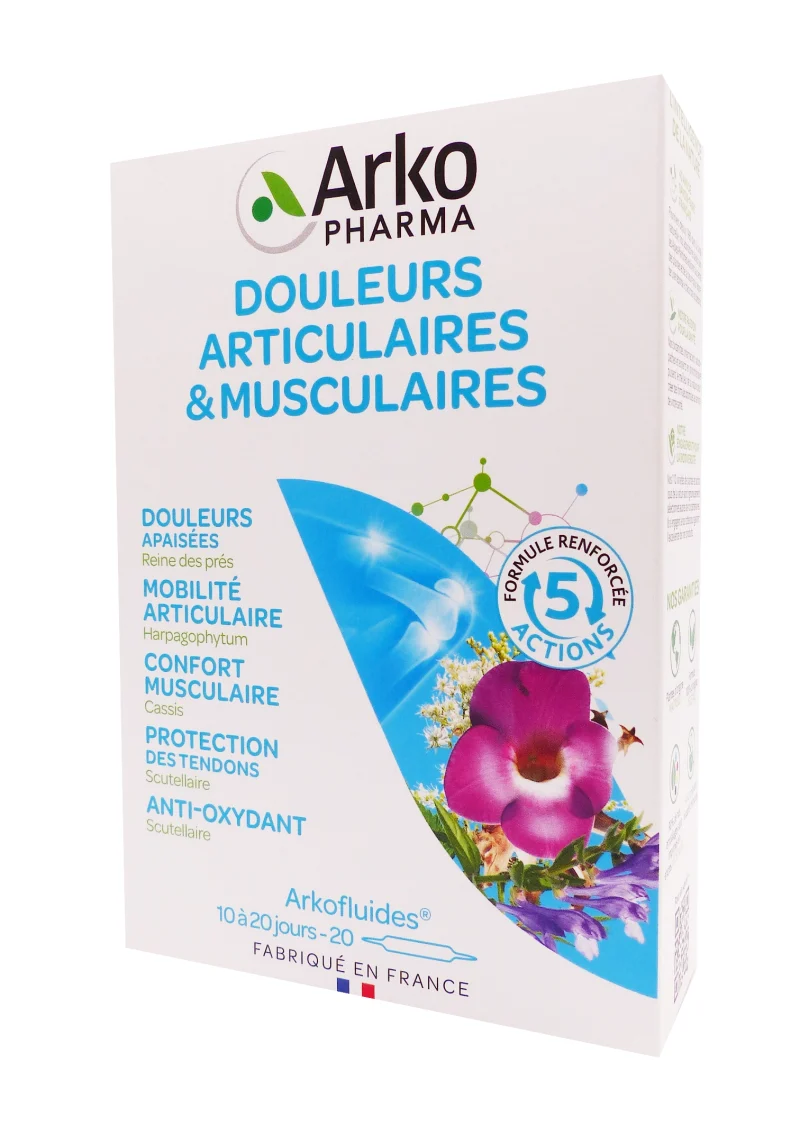 arkopharma cure douleurs articulaires & musculaires 20 ampoules