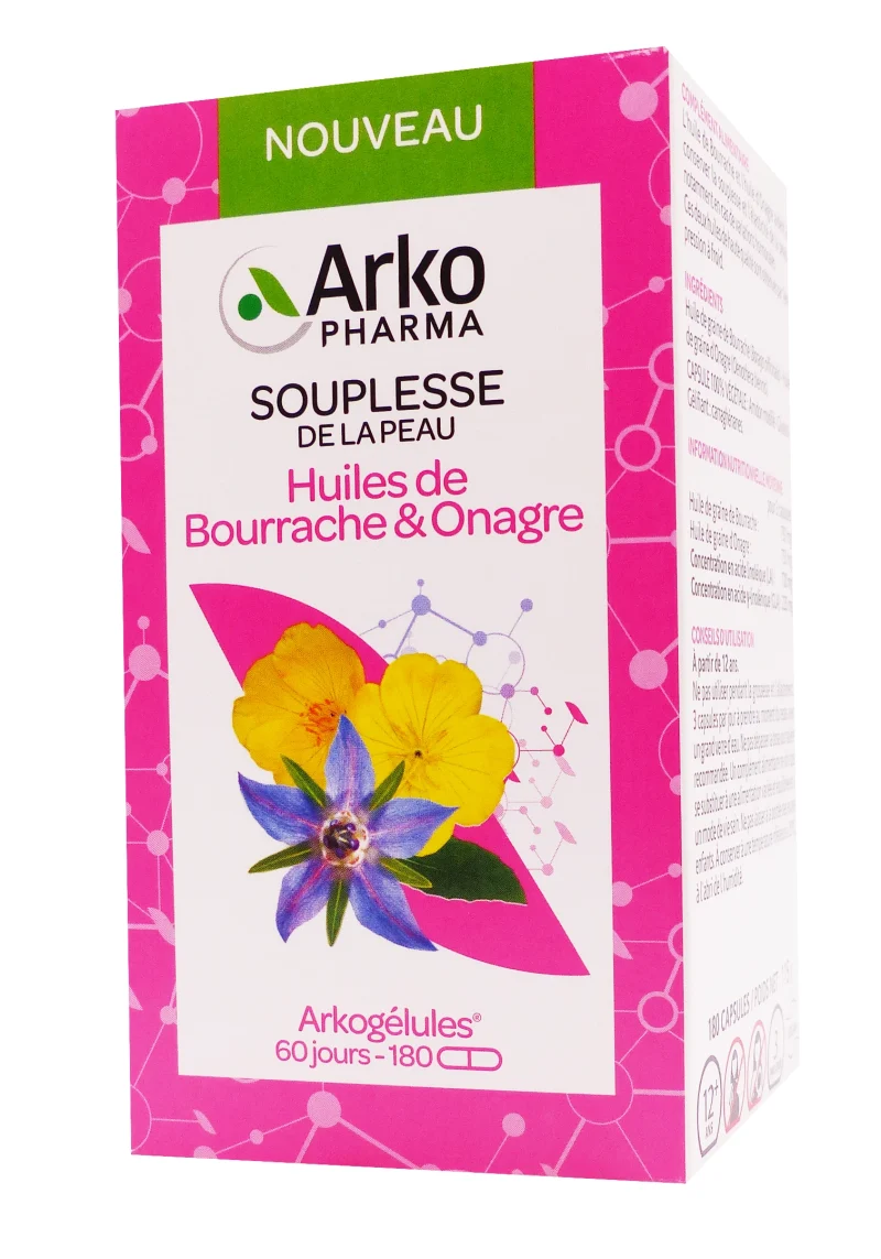 arkopharma huiles de bourrache & onagre 180 gélules