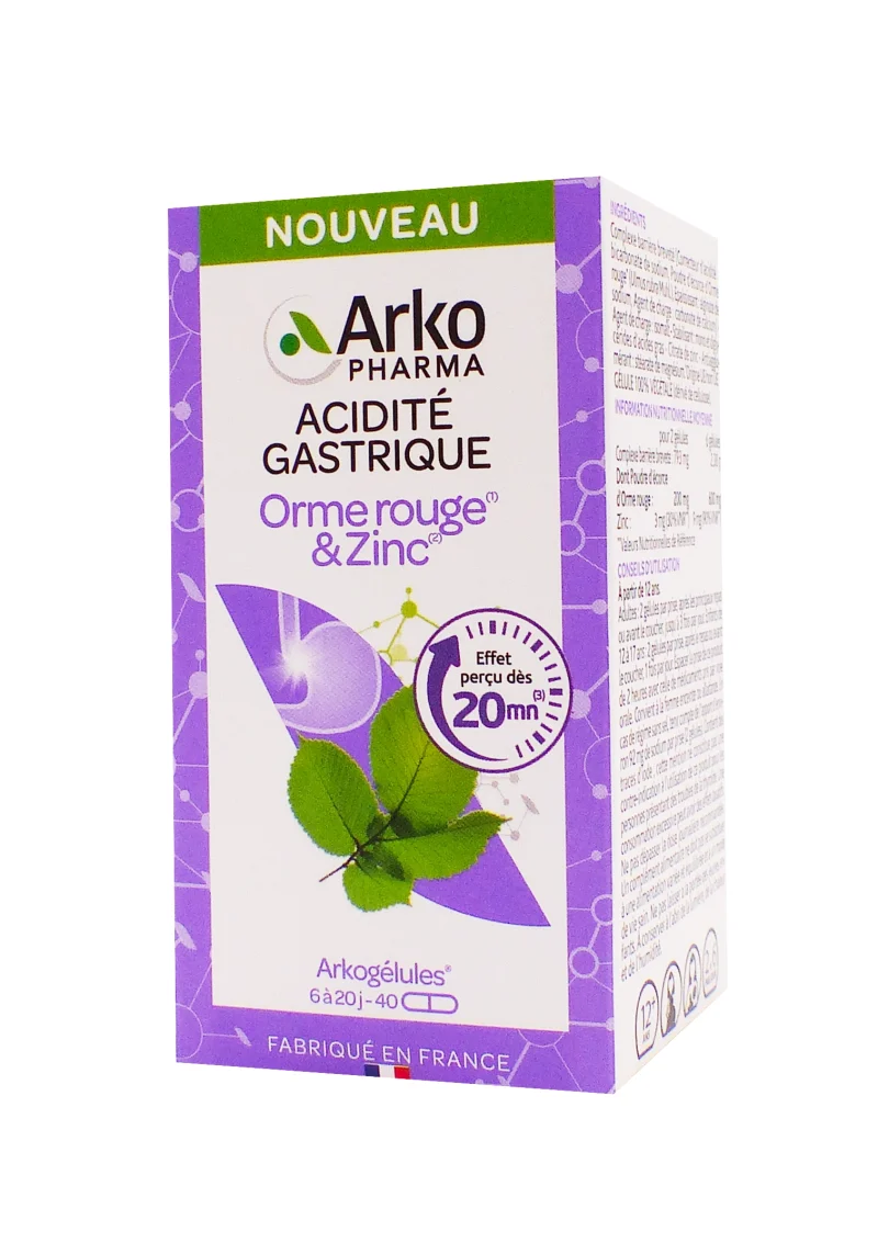 arkopharma orme rouge & zinc 40 gélules