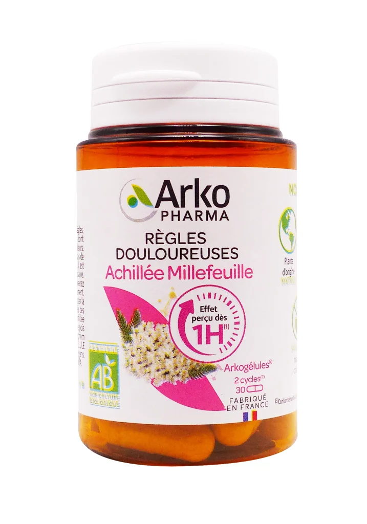 ARKOGELULES ACHILLEE MILLEFEUILLE 30 GELULES 3 arkopharma regles douloureuses achillee millefeuille 30 gelules pot