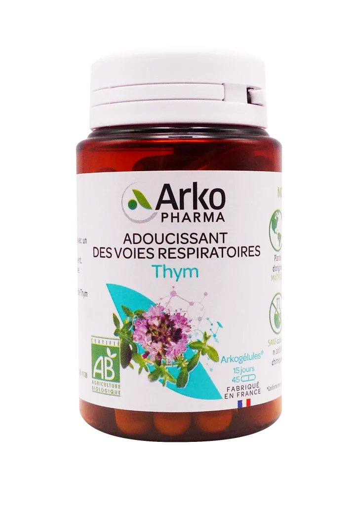 ARKOGELULES THYM BIO 45 GELULES 4 arkopharma thym 45 gelules pot