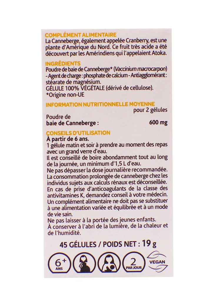 ARKOGELULES CRANBERRY 45 GELULES ARKOPHARMA 3 canneberge 45 gelules dos