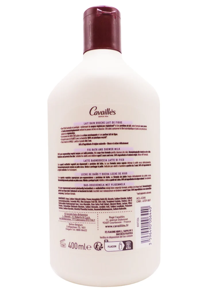 ROGE-CAVAILLES GEL BAIN DOUCHE LAIT DE FIGUE 400ML 3 cavailles lait bain douche dos