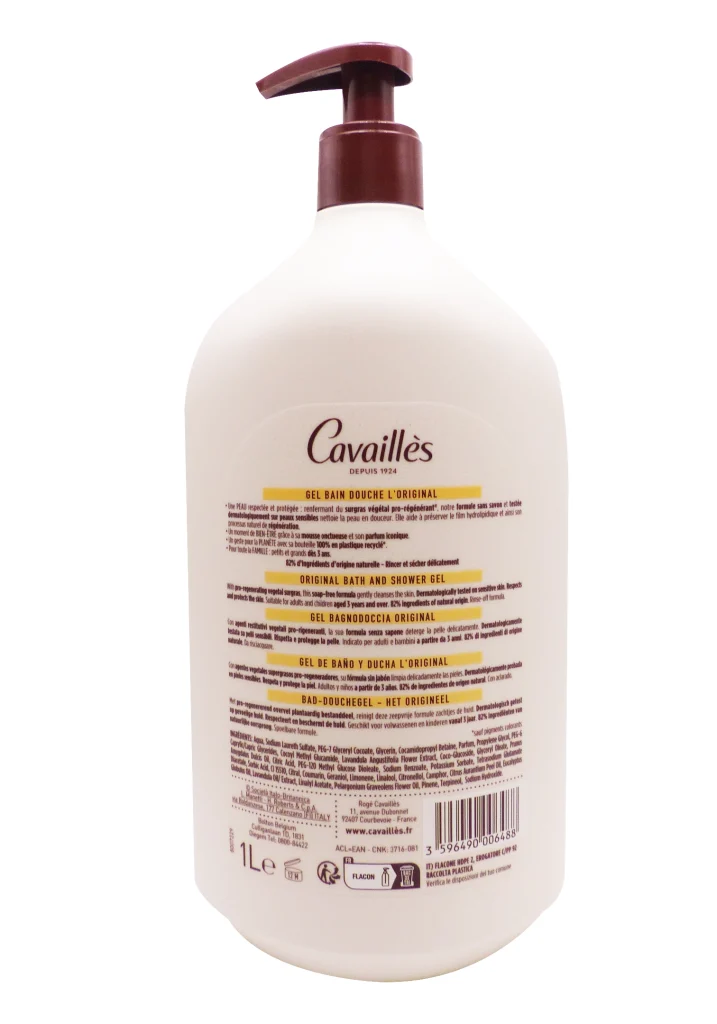 ROGE CAVAILLES GEL BAIN DOUCHE L'ORIGINAL 1L 3 cavailles loriginal 1L dos