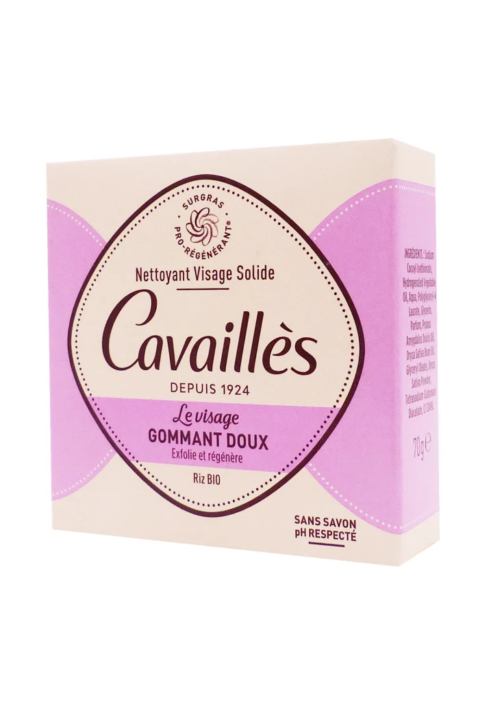 ROGE CAVAILLES NETTOYANT VISAGE SOLIDE GOMMANT DOUX 70G (ROSE) 2 cavailles mettoyant visage gommant doux