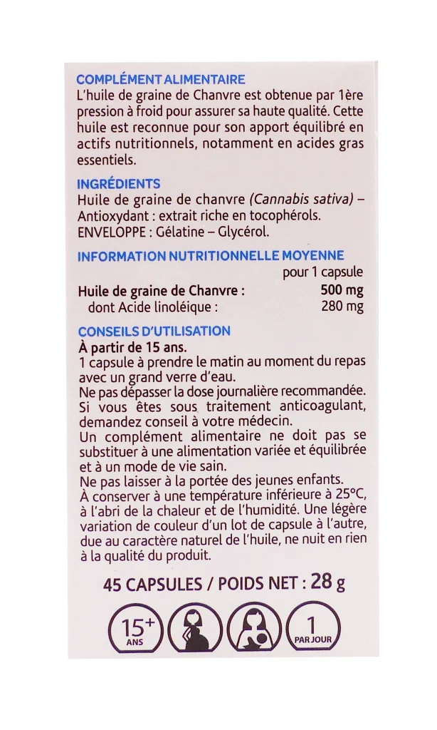 ARKOGELULES CANABIS SATIVA 45 GELULES 4 chanvre dos