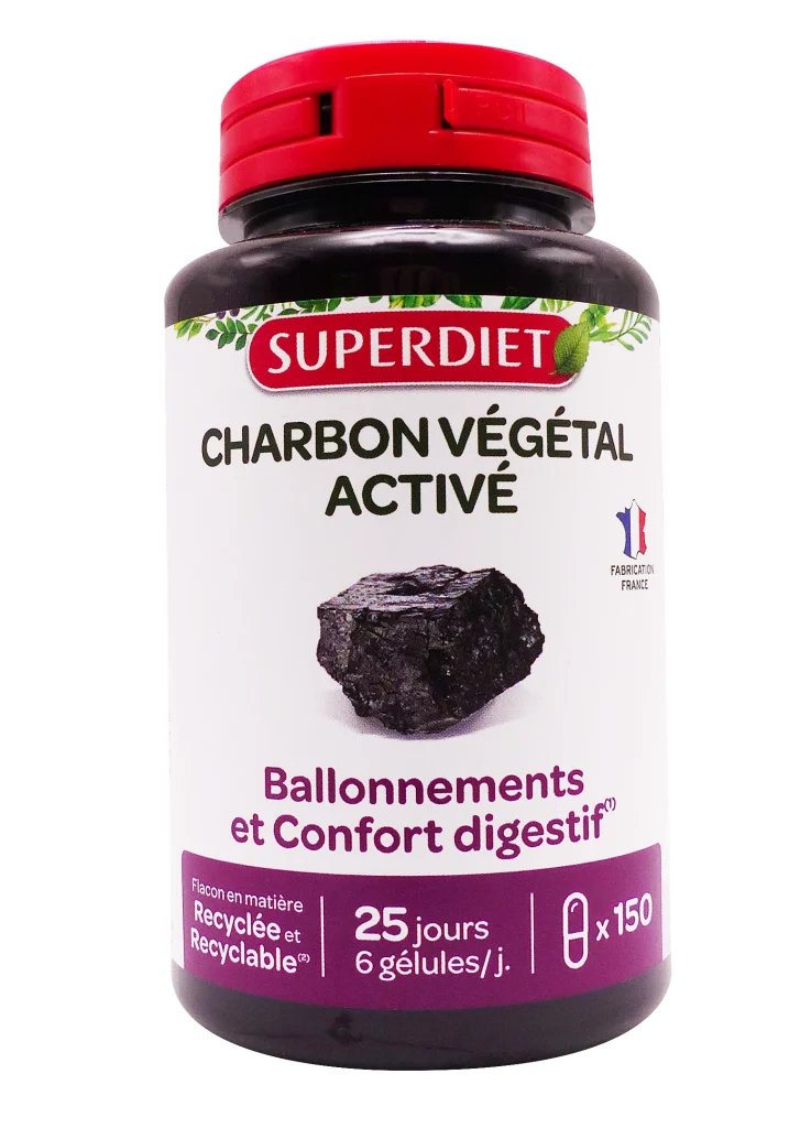SUPERDIET CHARBON VEGETAL ACTIVE 150 GELULES 2 charbon vegetal active 150 gelules