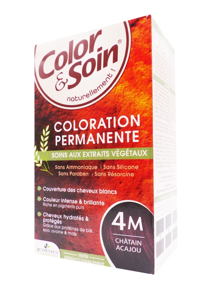 COLOR & SOIN COLORATION PERMANENTE 4M CHATAIN ACAJOU 2 color soin 4M
