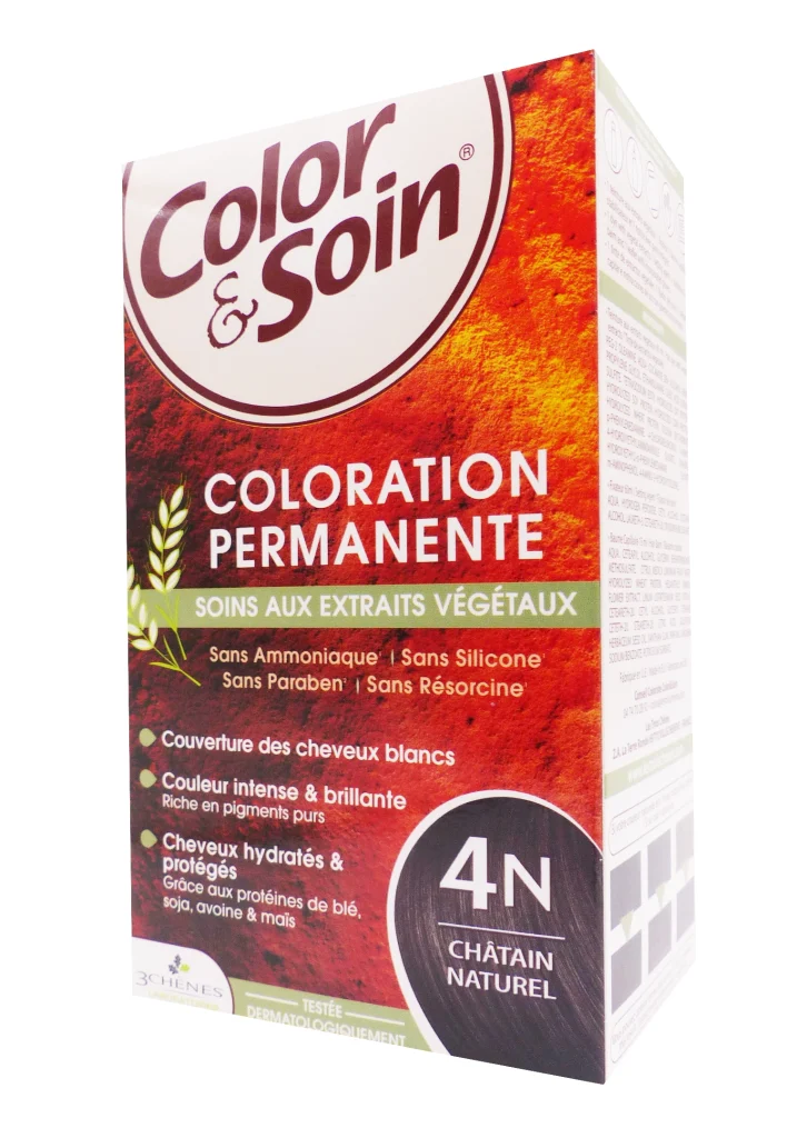 COLOR & SOIN COLORATION PERMANENTE 4N CHATAIN NATUREL 2 color soin 4N