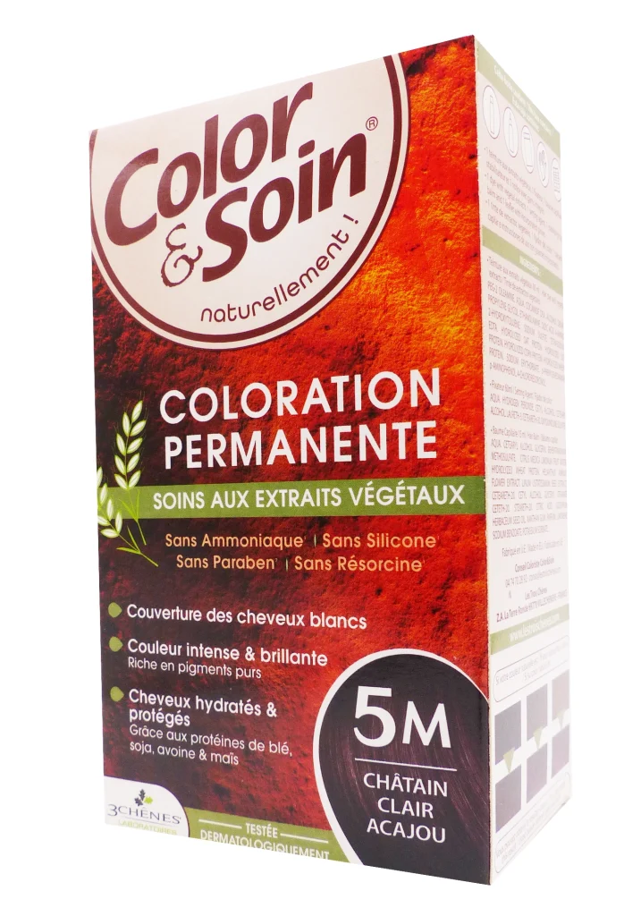 COLOR & SOIN COLORATION PERMANENTE 5M CHÂTAIN CLAIR ACAJOU 2 color soin 5M