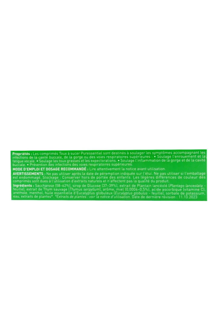 PURESSENTIEL RESPIRATOIRE COMPRIMES TOUX A SUCER 24 COMPRIMES 3 cote boite
