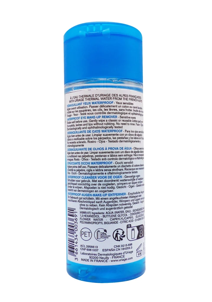 URIAGE EAU DEMAQUILLANT YEUX WATER 100ML 3 demaquillant uriage dos