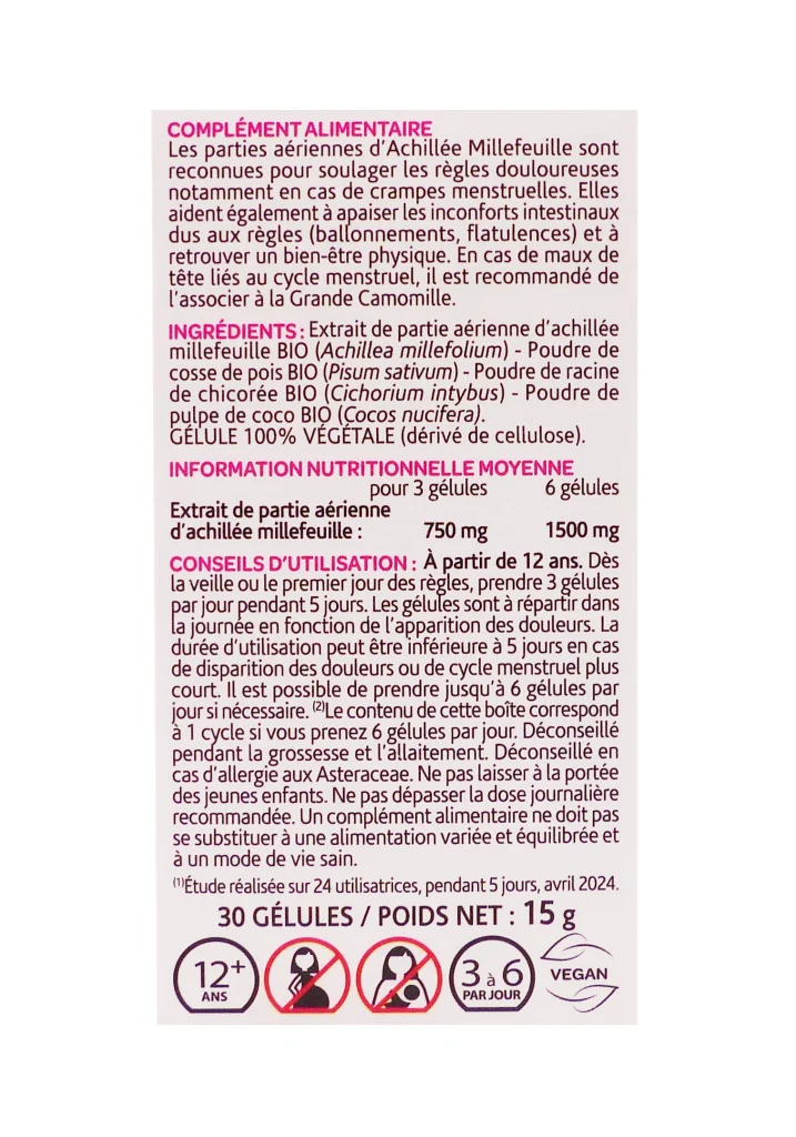 ARKOGELULES ACHILLEE MILLEFEUILLE 30 GELULES 4 dos achille millefeuille 30 gelules