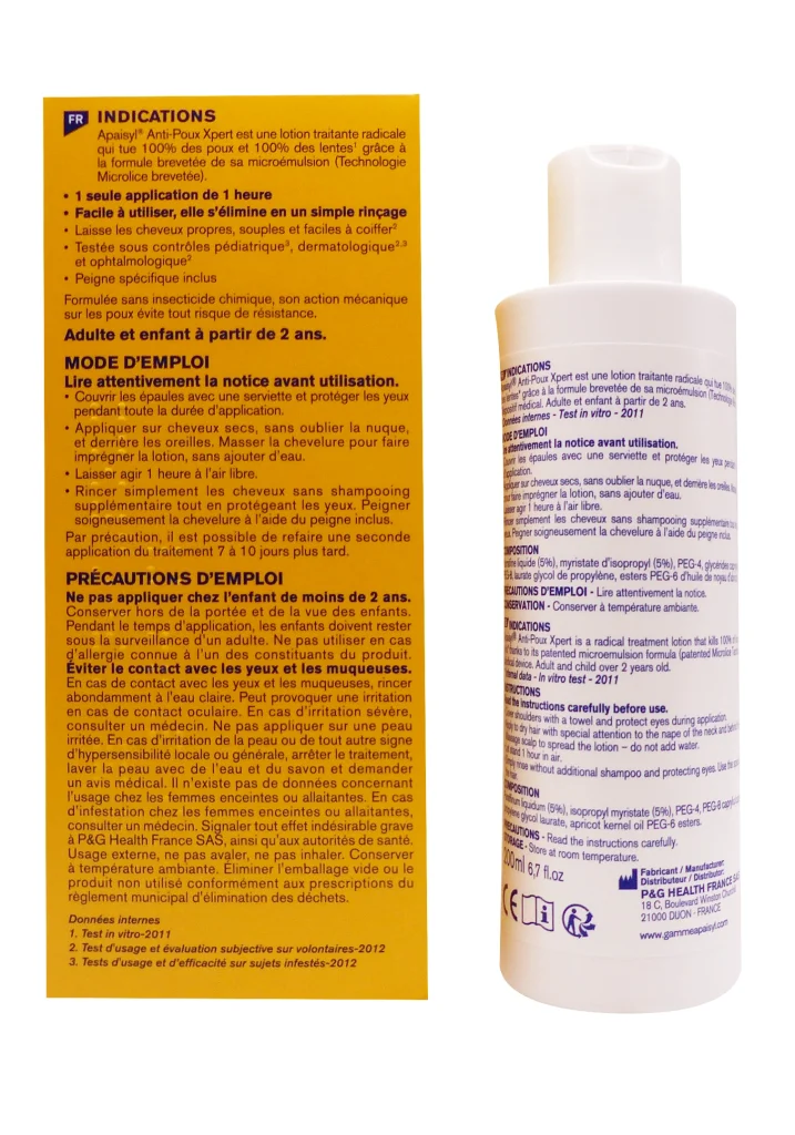 APAISYL XPERT POUX ET LENTES 200ML 3 dos apaisyl anti poux expert 200 ml