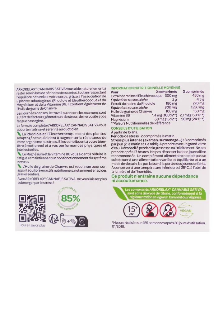 ARKORELAX CANABIS SATIVA 30 COMPRIMES 3 dos arko 2