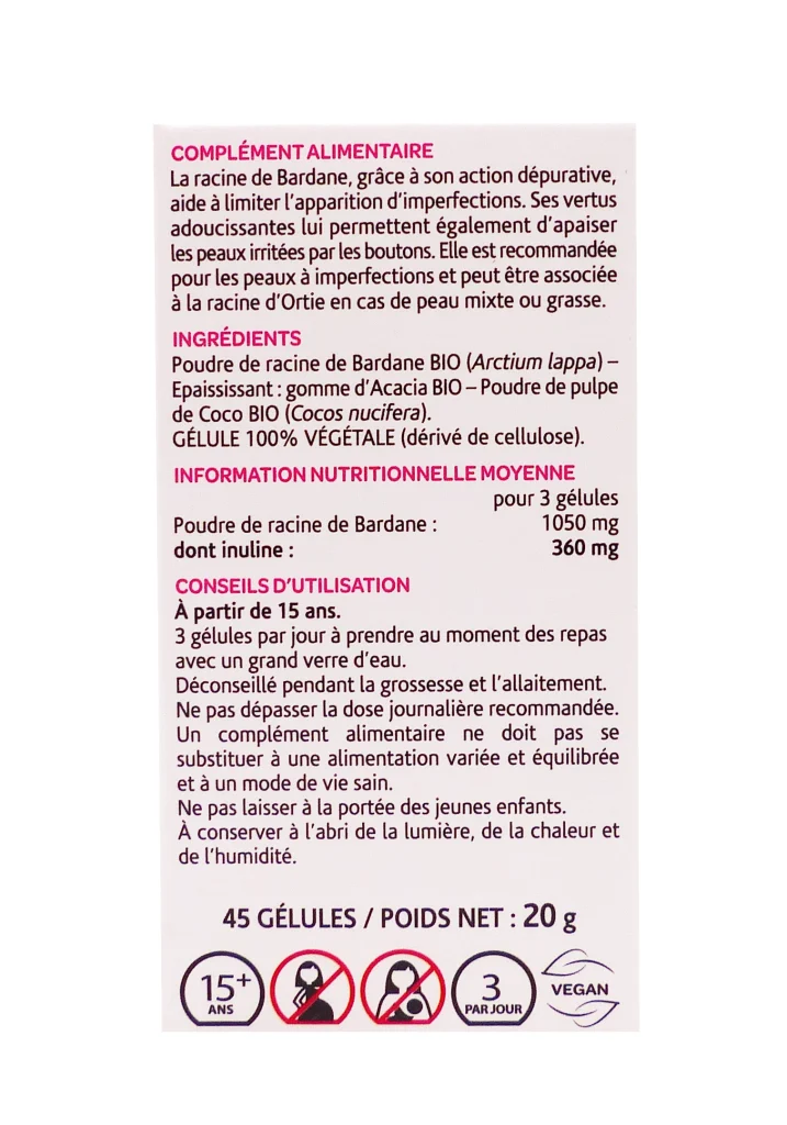 ARKOGELULES BARDANE 45 GELULES 3 dos bardane 45 gelules pack